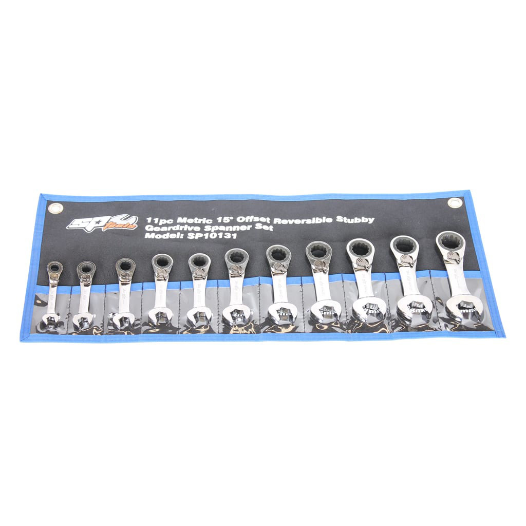 SP Tools 11pc Metric Gear Drive ROE Spanner Set - 15° Offset Stubby SP10131