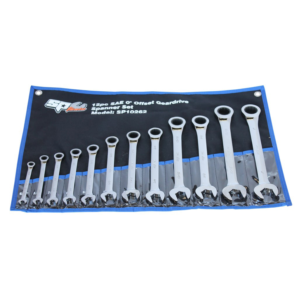 SP Tools 12pc SAE Gear Drive ROE Spanner Set - 0° Offset SP10262