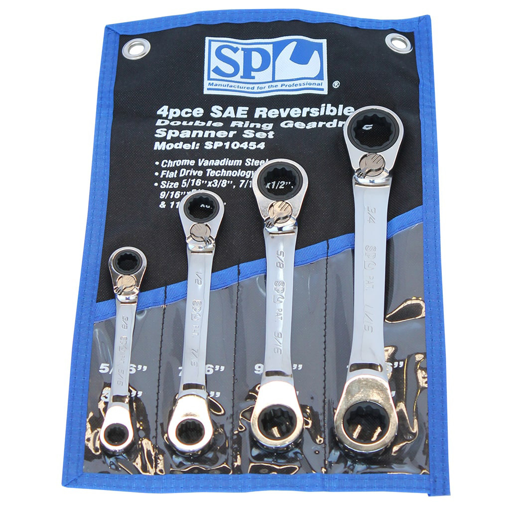SP Tools 4pc SAE Double Ring Gear Drive Spanner Set - 15° Offset SP10454