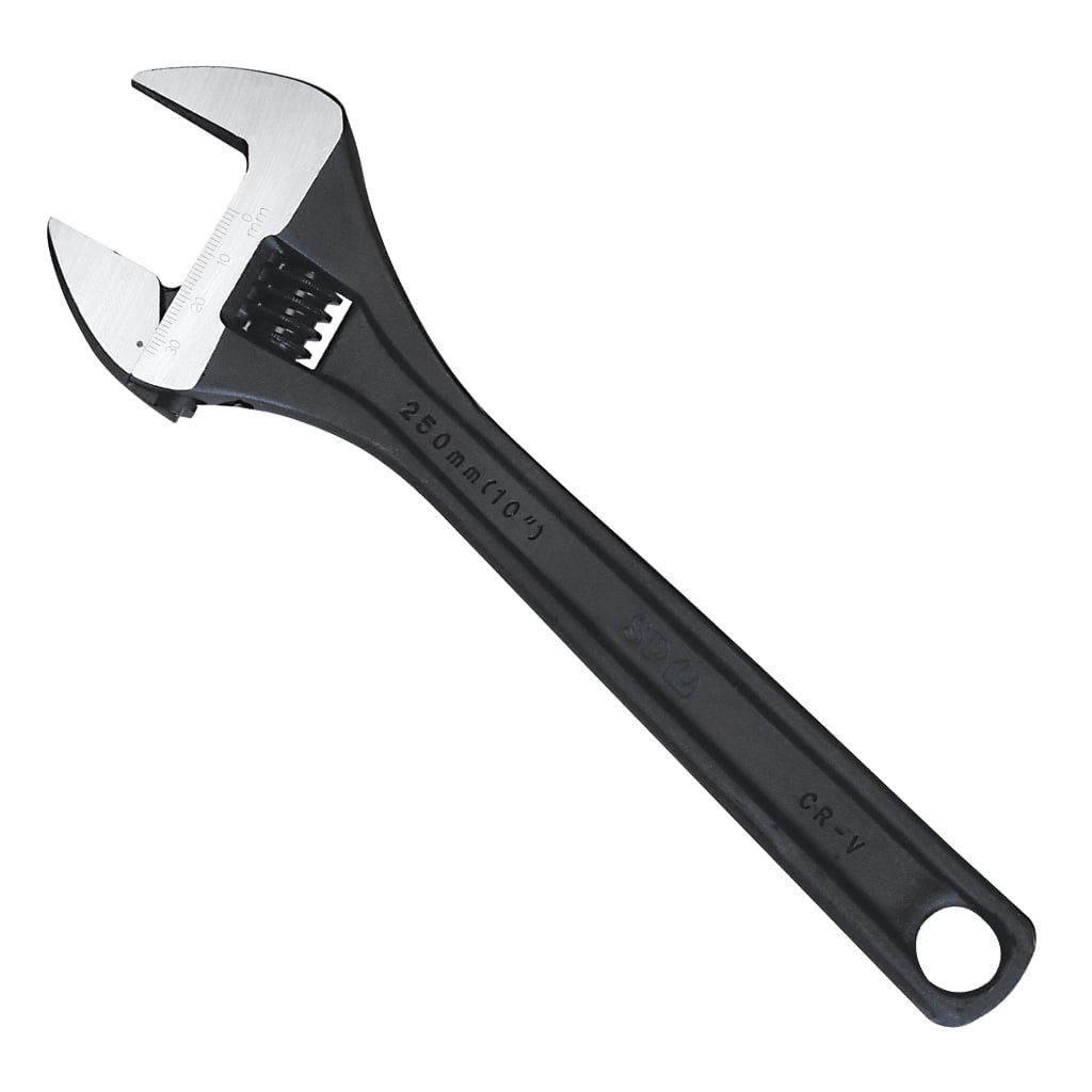 SP Tools 100mm Adjustable Wrench - Wide Jaw Premium - Black SP18053