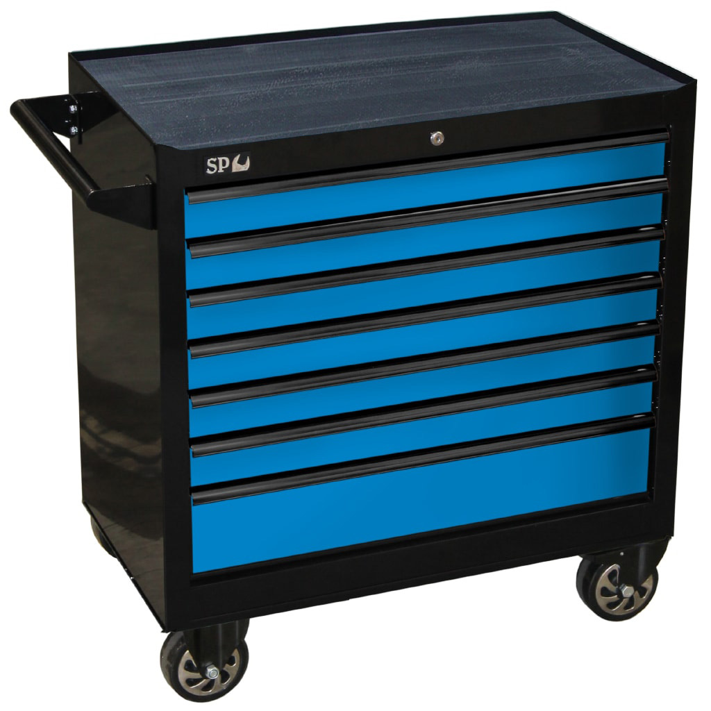 SP Tools 7 Drawer Sumo Series Roller Cabinet - Black/Blue Drawers SP40126