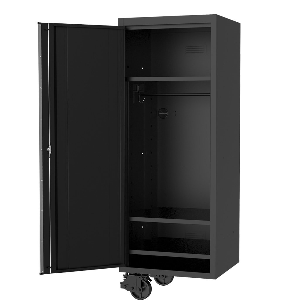 SP Tools 27" USA Sumo Series Side Cabinet - 3 Fixed Shelves & Clothes Hang Rail - Black/Chrome SP44885
