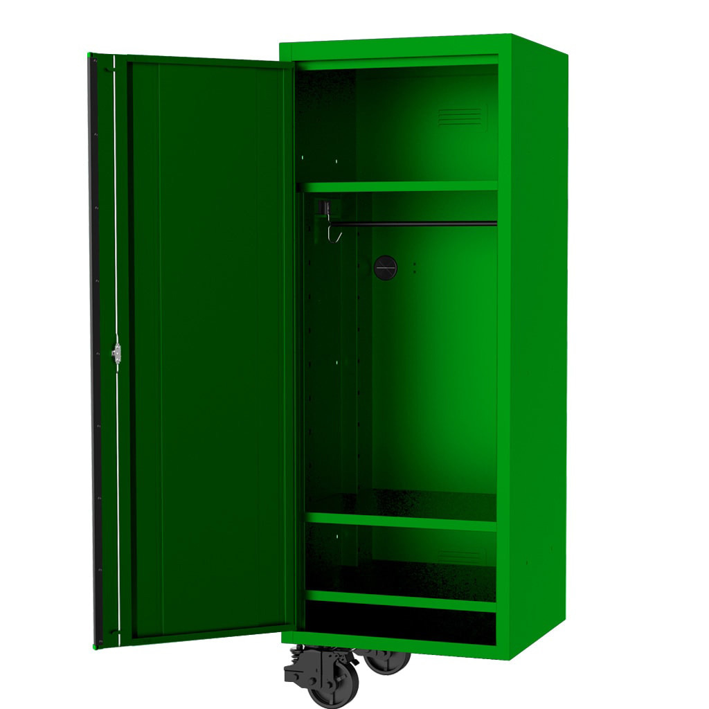 SP Tools 27" USA Sumo Series Side Cabinet - 3 Fixed Shelves & Clothes Hang Rail - Green/Black SP44885G