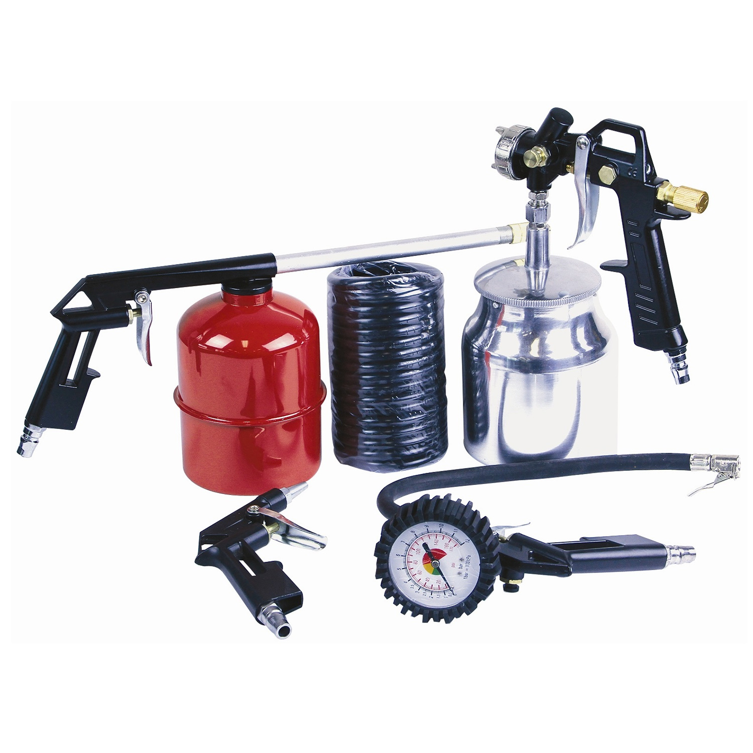 5 Pc Piece Compressor Air Accessory Tool Kit Gun Hose Gravity Spray UK 