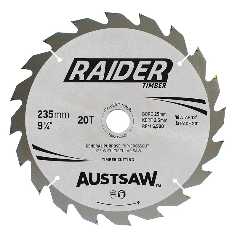 Austsaw 235mm 20T Thin Kerf Raider Timber Blade TBR2352520