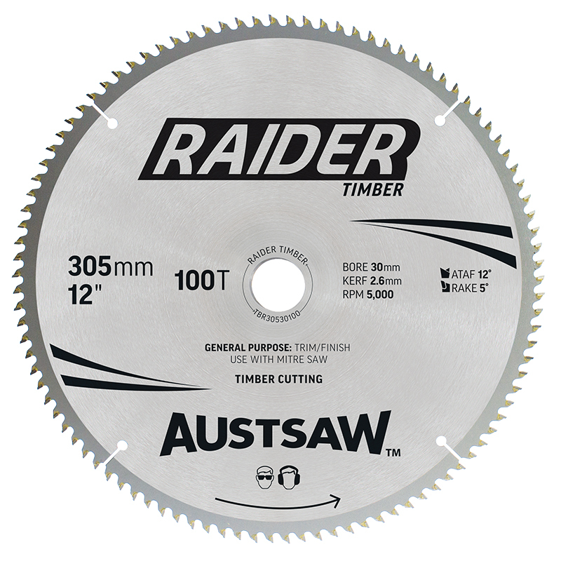 Austsaw 305mm 100T Thin Kerf Raider Timber Blade TBR30530100