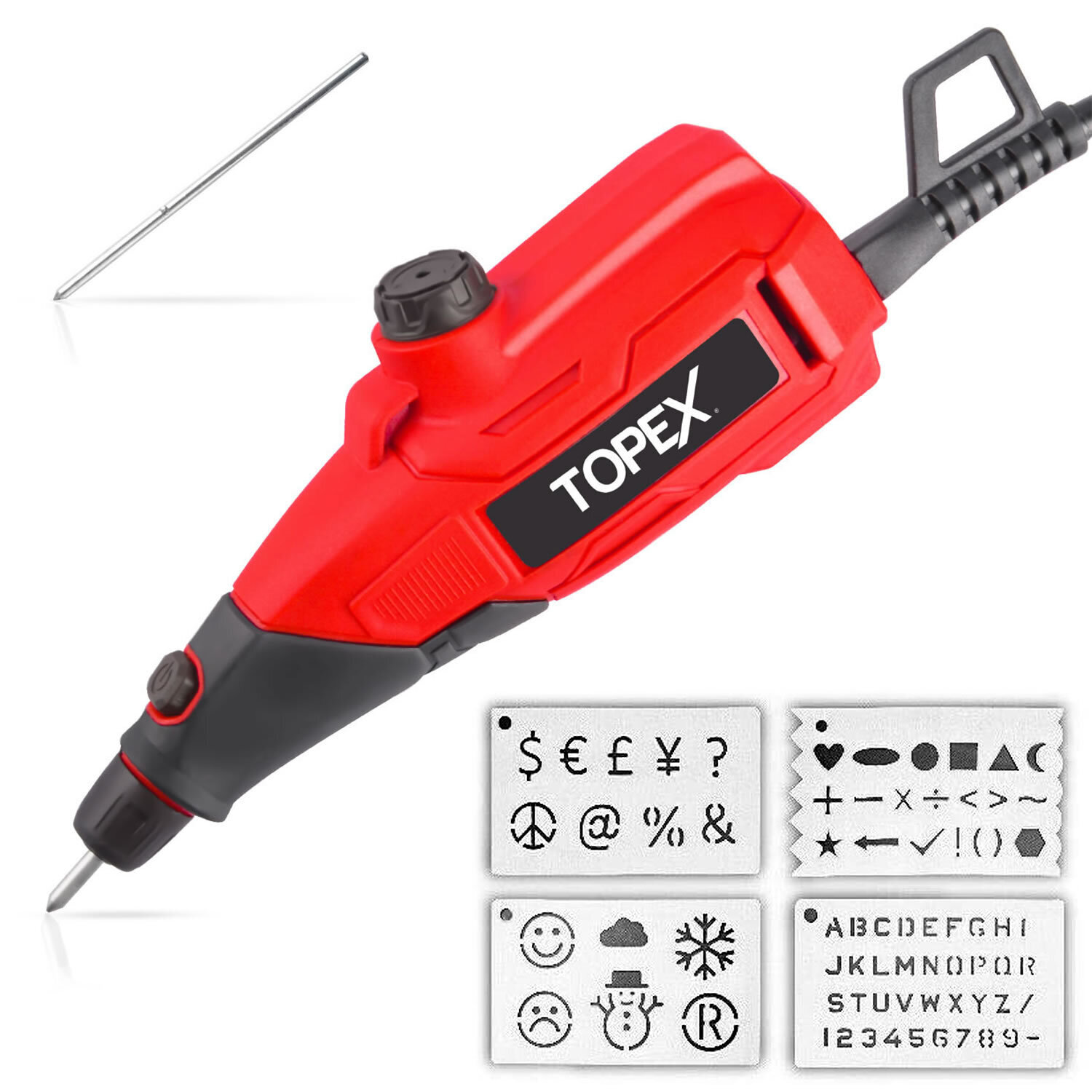 TOPEX 13W Electric Engraver Mini Versatile Etching Tool Kit With Stencils 2  Tips For Glass Metal Woo