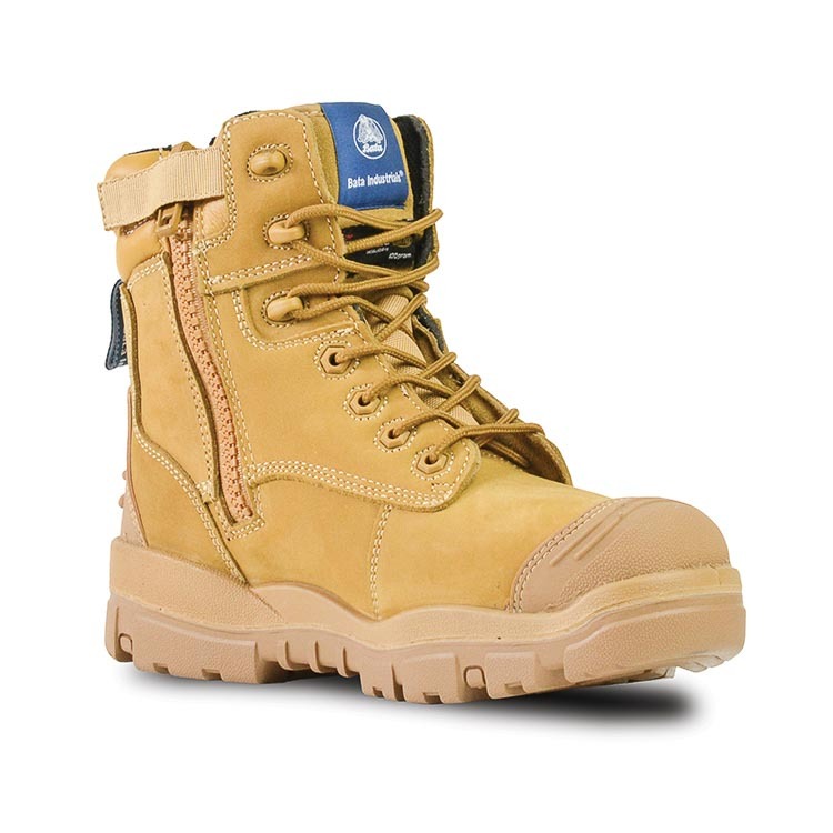Bata Industrials Longreach CT Zip Safety Work Boots Wheat Size AU/UK 3 (US 4)