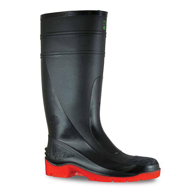 Bata Industrials Utility 400 Gumboots Black/Red Size AU/UK 5 (US 6)