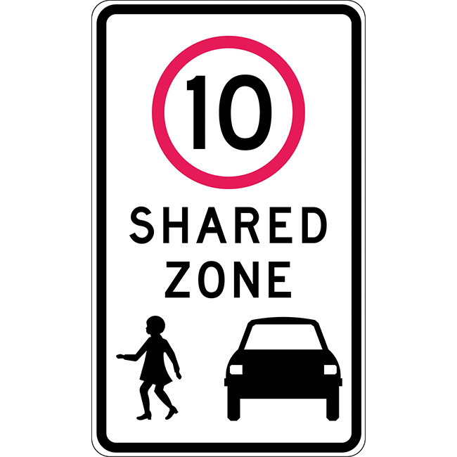 Shared Zone 10 KM/H Pack of 2 Metal Safety Sign 300x450mm Fast Delivery 
