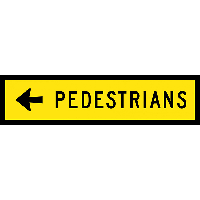 Pedestrians Left Arrow Traffic Safety Sign Boxed Edge 1200x300mm