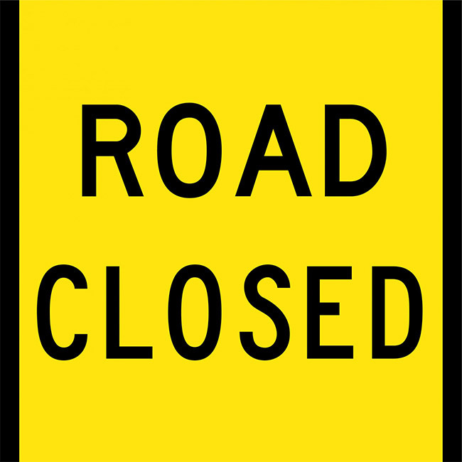 Road Closed Traffic Safety SignCorflute 600x600mm