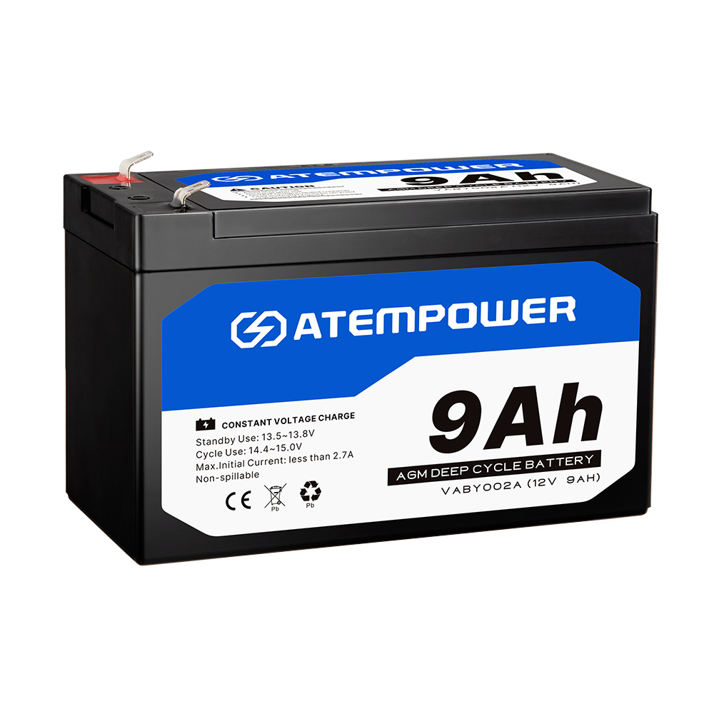 ATEM POWER 12V 9AH AGM Battery AMP Lead Acid SLA Deep Cycle Battery Dual Solar Power