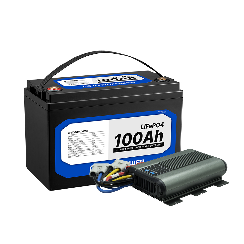 Atem Power 100AH 12V LiFePO4 Lithium Battery + 12V 20A DC to DC