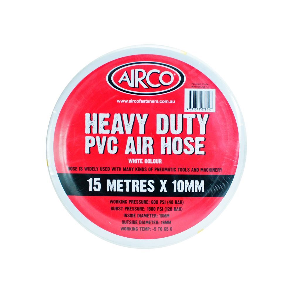 Senco 10mm x 15m Heavy Duty PVC Air Hose WHITEHOSE15