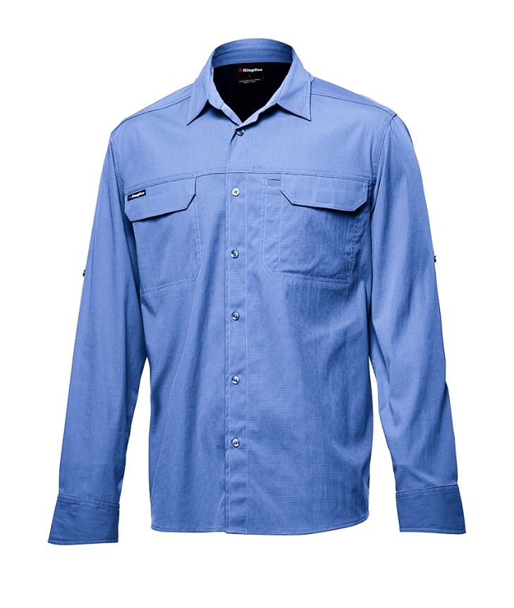 KingGee Drycool Shirt L/S Colour Alaskan Blue Size S