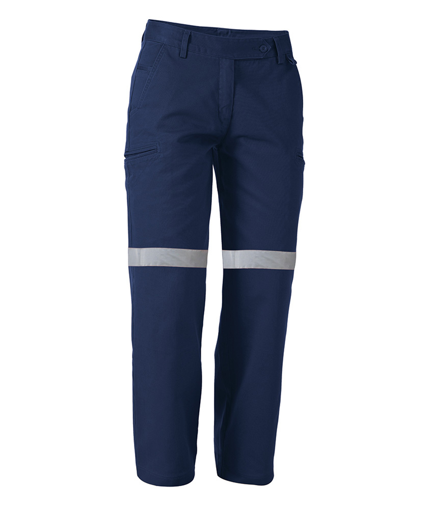 KingGee Womens Drill Reflective Pants Colour Navy Size 8