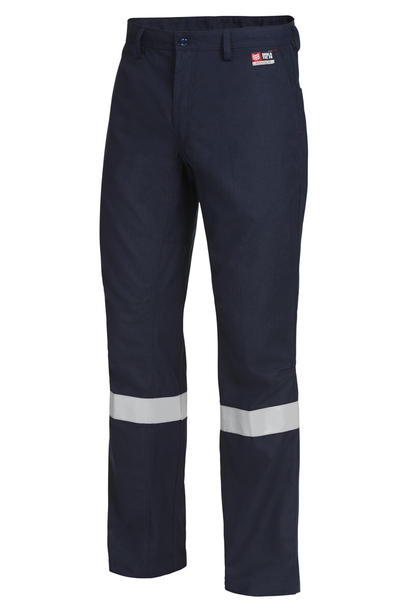 Hard Yakka Shieldtec Fr Flat Front Pant With Tape Colour Navy Size 77R