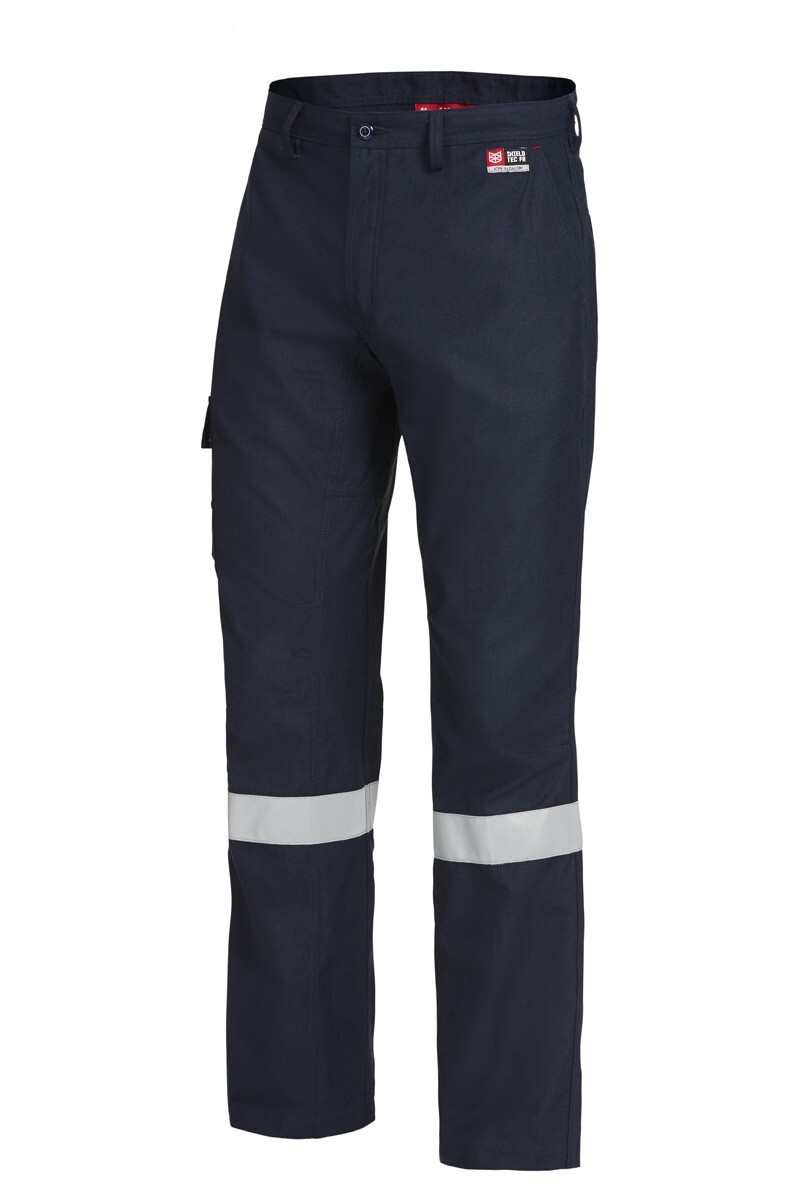 Hard Yakka Shieldtec Fr Flat Front Cargo Pant With Tape Colour Navy Size 77R