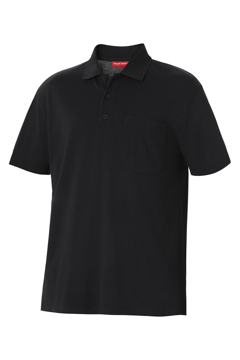 Hard Yakka Foundations Pique Short Sleeve Polo Colour Black Size XS