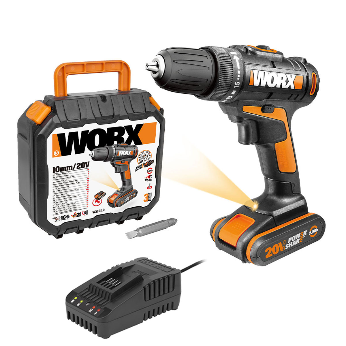 WORX 20V 10mm Drill Driver Kit with 35 piece kit including Battery