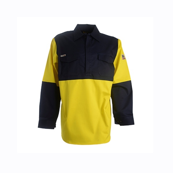 GLOFLASH Welders Long Sleeve Shirt Yellow/Navy Small