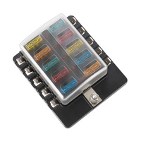 SAN HIMA 10 Way Blade Fuse Box Fuse Block Holder with Fuses for 12V/24V Marine