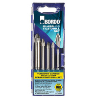 Bordo 5 Piece 4 Cut Glass and Tile Drill Bits - Hex Shank 2552-S1