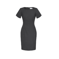 Biz Corporates Comfort Wool Stretch Womens Short Sleeve Dress Charcoal Size 4