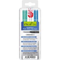 Pica DRY Pencil Refill - Set of 8 Leads (3 Blue, 3 Green, 2 White) (Blister Pack) 4040/SB