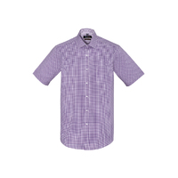 Biz Corporates Newport Mens Short Sleeve Shirt Purple Reign Size 2XL