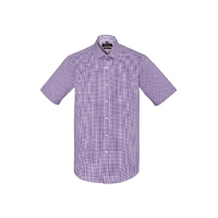 Biz Corporates Newport Mens Short Sleeve Shirt Purple Reign Size XS