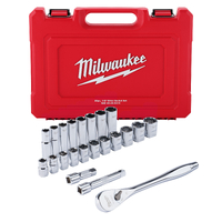 Milwaukee 22 Piece SAE Socket Wrench Set 1/2" Dr 48229410