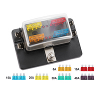 San Hima 4 Way Blade Fuse Box Block Holder LED Warning Light ATC 12V/24V Car Marine