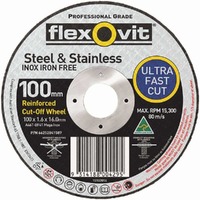 Flexovit 100 x 1.6mm Steel & Stainless Cut Off Disc - MEGA INOX 66252841587