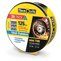 Flexovit 125 x 1.0mm Steel & Stainless Cut Off Disc - MEGA INOX - 25 Piece Tub 66252841594