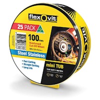 Flexovit 100 x 1.0mm Steel & Stainless Cut Off Disc - MEGA INOX - 25 Piece Tub 66252843499