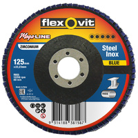 Flexovit 125x22mm Z60 Flexovit Flap Disc - Mega-Line R828 (Blue) 66261039225