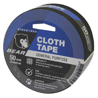 Bear 50mm x 25m Black Cloth Tape 66623336613
