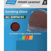 Norton All Surf 115mm X 8h 5pk V/Crse P40 Step 1 Retail Packed Speed-Grip Discs 66623378394