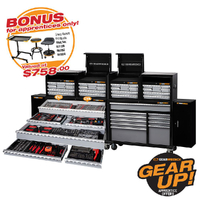 GearWrench 1000 Pc Combination Tool Kit + 4 x 26" Tool Chest & 2 x 53" Tool Trolley With Side Cabinets 66666