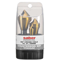 Saber Essentials TiN Coated Cross Hole Round Shank 90 Deg. Countersink Set 8036-S1