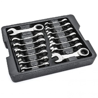 Gearwrench 14 Piece 72T 12 Point Stubby Ratcheting Combination Spanner Wrench Set Metric & SAE 85206