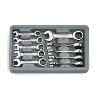 GearWrench 10 Pc Stubby Combination Ratcheting Wrench Set Metric 9520D