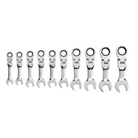 GearWrench 10 Pc Flex Stubby Combination Ratcheting Wrench Set Metric 9550