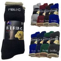 9 Pairs MERINO WOOL SOCKS Men's Heavy Duty Premium Thick Work Socks Cushion BULK - Mystery Mix of 2 Colours - 6-11