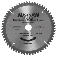 Austsaw 203mm 60T Aluminium Blade Triple Chip - 25/16mm Bore ALYC2102560