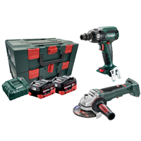 Metabo 18V 1/2" Impact Wrench 400Nm + Angle Grinder 5.5Ah LiHD Kit AU68202655