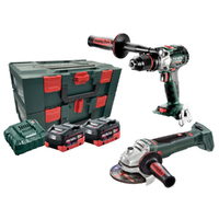 Metabo 18V Hammer Drill 130Nm + Angle Grinder 8.0Ah LiHD Kit AU68202880
