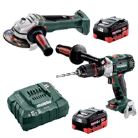 Metabo 18V Hammer Drill 120Nm + 125mm Angle Grinder 8.0Ah LiHD Kit (AU68902680)